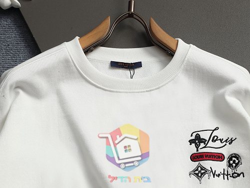 סווטשירט Louis Vuitton עם הדפס, שחור, לבן 21