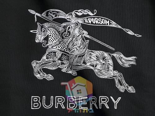 סווטשירט Burberry עם הדפס פרש שחור, לבן 8