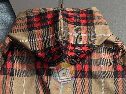 קפוצ'ון Burberry משובץ, בז', אפור 1