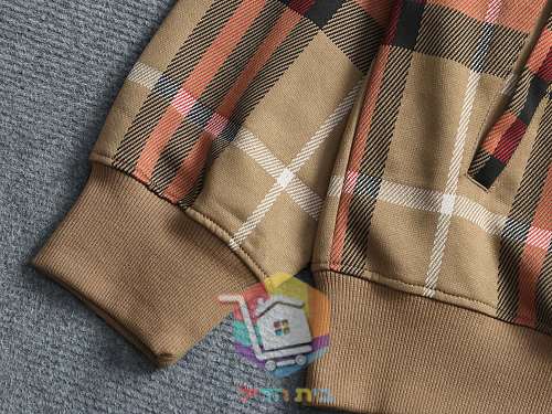קפוצ'ון Burberry משובץ, בז', אפור 8