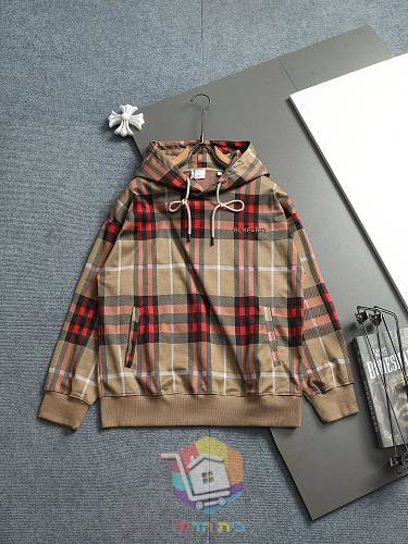 קפוצ'ון Burberry משובץ, בז', אפור 11