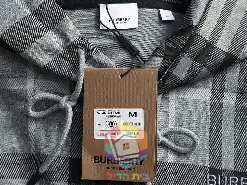 קפוצ'ון Burberry משובץ, בז', אפור 18