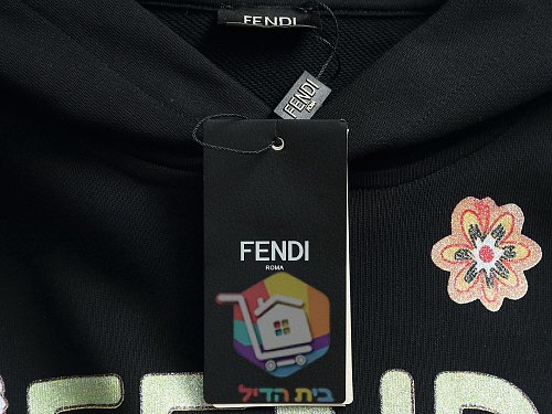 קפוצ'ון Fendi עם הדפס פרחוני שחור, לבן, אפור 5