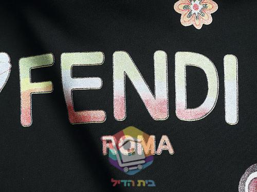 קפוצ'ון Fendi עם הדפס פרחוני שחור, לבן, אפור 6