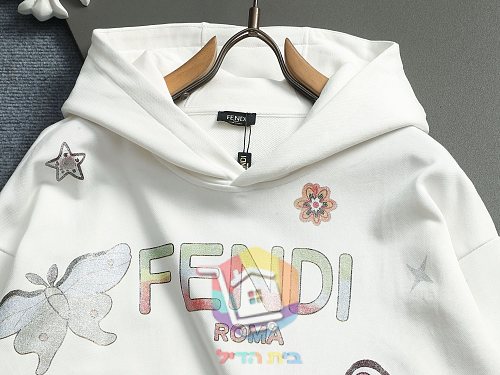 קפוצ'ון Fendi עם הדפס פרחוני שחור, לבן, אפור 22