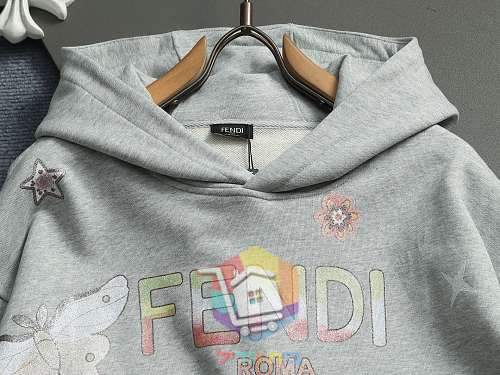 קפוצ'ון Fendi עם הדפס פרחוני שחור, לבן, אפור 34