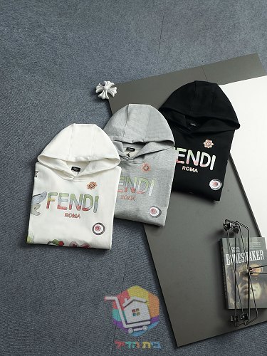 קפוצ'ון Fendi עם הדפס פרחוני שחור, לבן, אפור 37