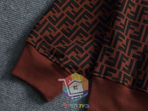 קפוצ'ון Fendi עם דוגמת לוגו, חום, אפור 5