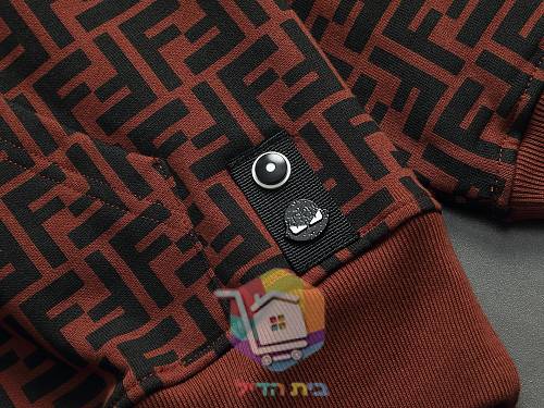 קפוצ'ון Fendi עם דוגמת לוגו, חום, אפור 6
