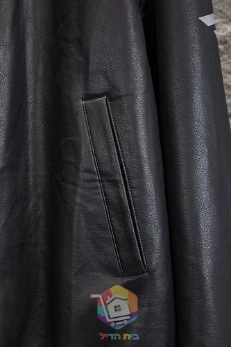 ג'קט עור Balenciaga שחור עם שוליים לבנים 4