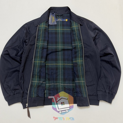 ג'קט Harrington של Polo Ralph Lauren עם בטנה משובצת, כחול כהה, חום בהיר 2