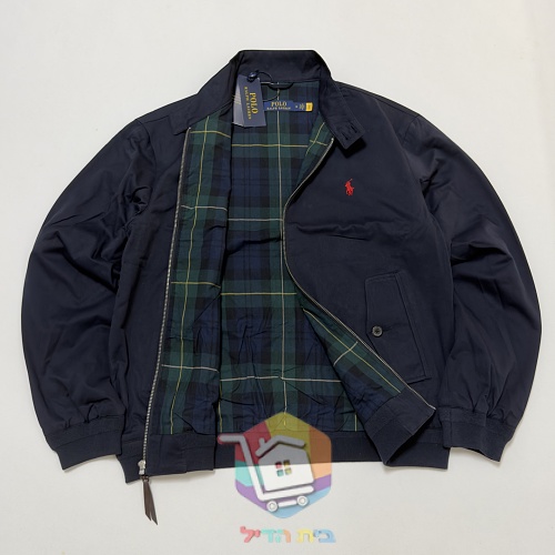 ג'קט Harrington של Polo Ralph Lauren עם בטנה משובצת, כחול כהה, חום בהיר 3