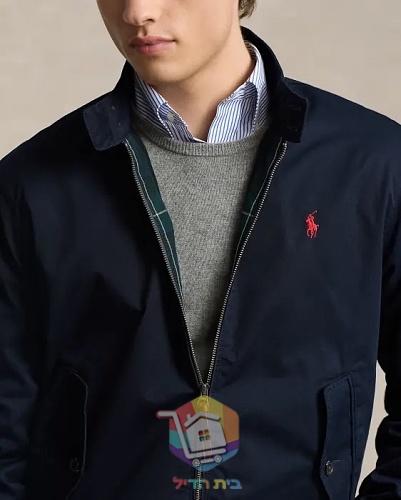 ג'קט Harrington של Polo Ralph Lauren עם בטנה משובצת, כחול כהה, חום בהיר 7