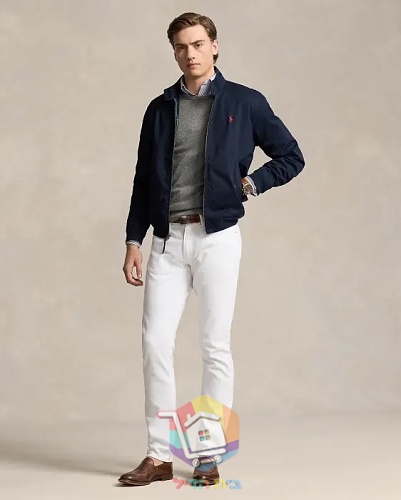 ג'קט Harrington של Polo Ralph Lauren עם בטנה משובצת, כחול כהה, חום בהיר 8