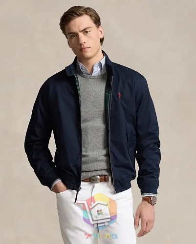 ג'קט Harrington של Polo Ralph Lauren עם בטנה משובצת, כחול כהה, חום בהיר 9