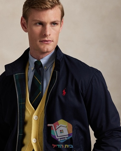 ג'קט Harrington של Polo Ralph Lauren עם בטנה משובצת, כחול כהה, חום בהיר 11