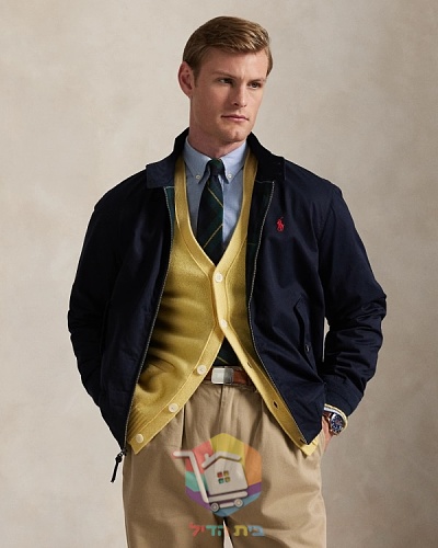 ג'קט Harrington של Polo Ralph Lauren עם בטנה משובצת, כחול כהה, חום בהיר 13