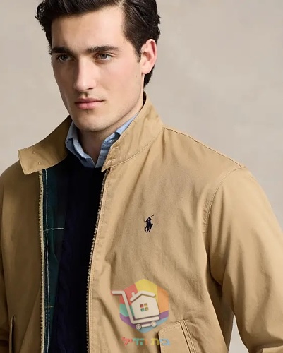 ג'קט Harrington של Polo Ralph Lauren עם בטנה משובצת, כחול כהה, חום בהיר 15