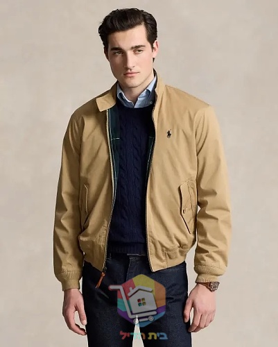 ג'קט Harrington של Polo Ralph Lauren עם בטנה משובצת, כחול כהה, חום בהיר 18