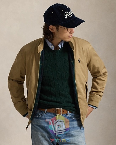 ג'קט Harrington של Polo Ralph Lauren עם בטנה משובצת, כחול כהה, חום בהיר 21