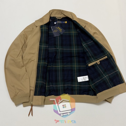 ג'קט Harrington של Polo Ralph Lauren עם בטנה משובצת, כחול כהה, חום בהיר 25
