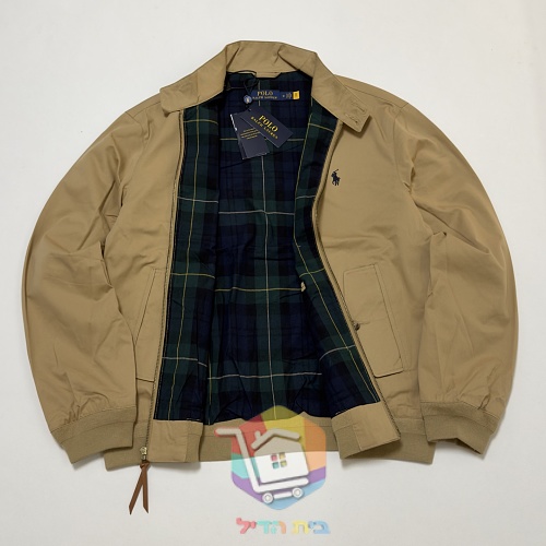 ג'קט Harrington של Polo Ralph Lauren עם בטנה משובצת, כחול כהה, חום בהיר 26