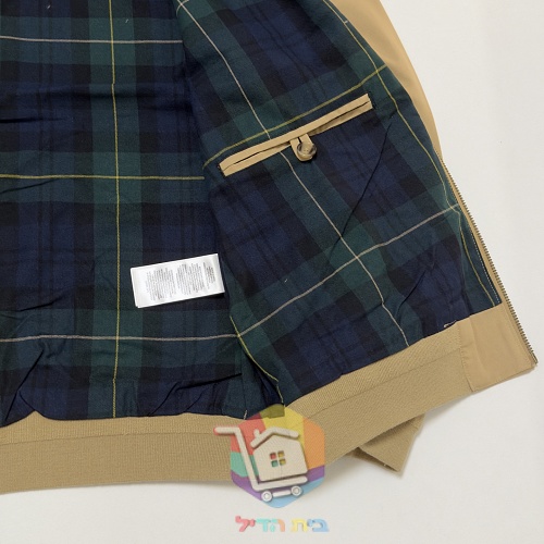 ג'קט Harrington של Polo Ralph Lauren עם בטנה משובצת, כחול כהה, חום בהיר 28