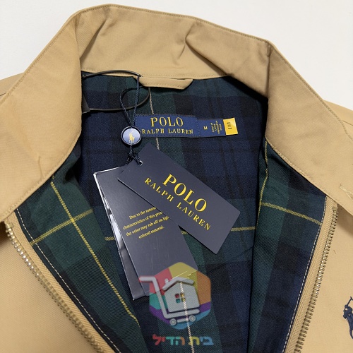 ג'קט Harrington של Polo Ralph Lauren עם בטנה משובצת, כחול כהה, חום בהיר 29