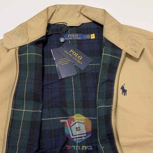 ג'קט Harrington של Polo Ralph Lauren עם בטנה משובצת, כחול כהה, חום בהיר 30