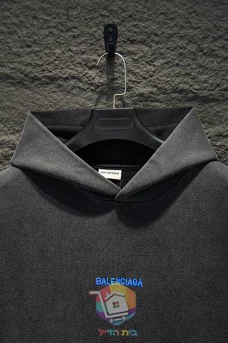 קפוצ'ון Balenciaga בשטיפה ישנה עם לוגו כחול, שחור 8