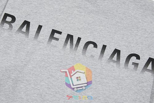 חולצת טי Balenciaga עם לוגו מדורג, אפור, שחור 4