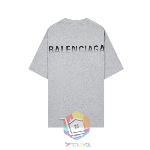 חולצת טי Balenciaga עם לוגו מדורג, אפור, שחור 7