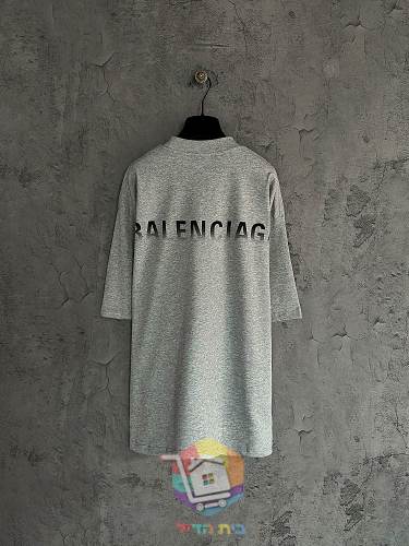 חולצת טי Balenciaga עם לוגו מדורג, אפור, שחור 16