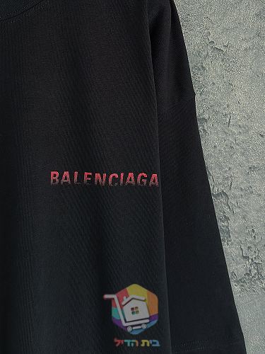 חולצת טי Balenciaga עם לוגו מדורג, אפור, שחור 18