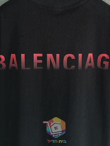 חולצת טי Balenciaga עם לוגו מדורג, אפור, שחור 20