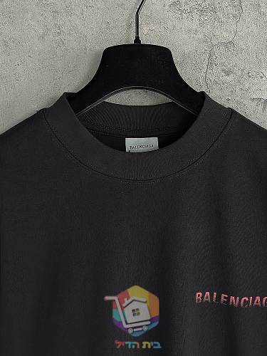 חולצת טי Balenciaga עם לוגו מדורג, אפור, שחור 22