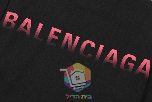 חולצת טי Balenciaga עם לוגו מדורג, אפור, שחור 30