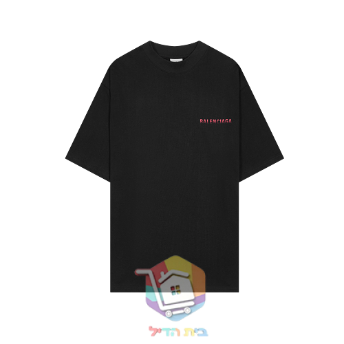חולצת טי Balenciaga עם לוגו מדורג, אפור, שחור 34