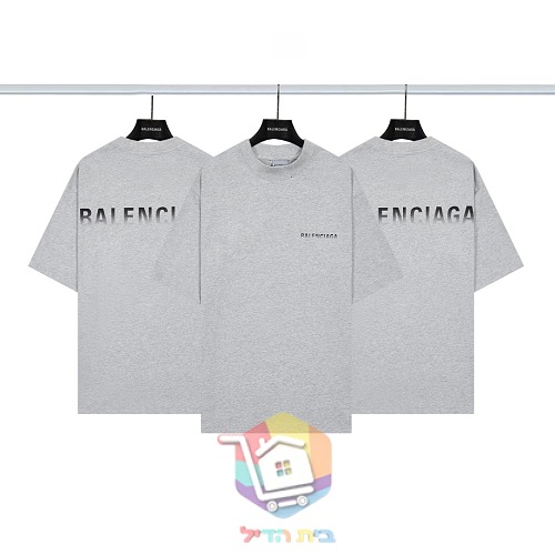 חולצת טי Balenciaga עם לוגו מדורג, אפור, שחור 36