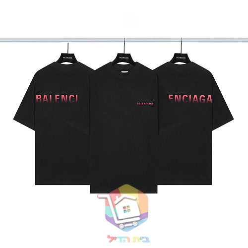 חולצת טי Balenciaga עם לוגו מדורג, אפור, שחור 37