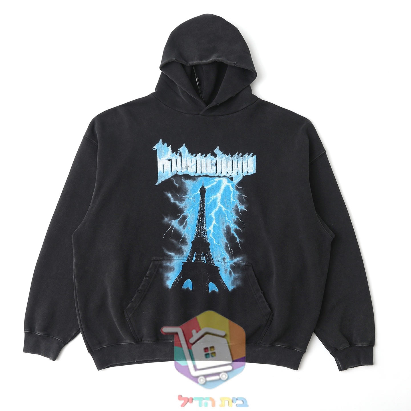 קפוצ'ון Balenciaga עם הדפס ברק, שחור