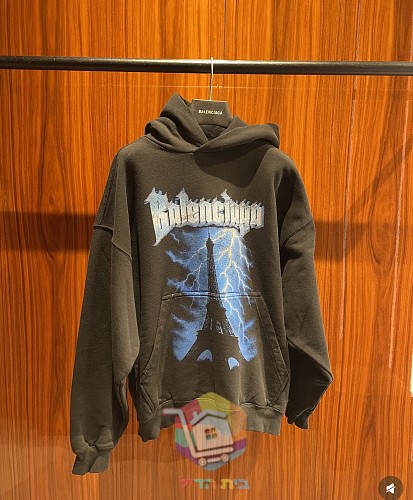 קפוצ'ון Balenciaga עם הדפס ברק, שחור 14