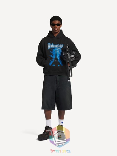 קפוצ'ון Balenciaga עם הדפס ברק, שחור 16