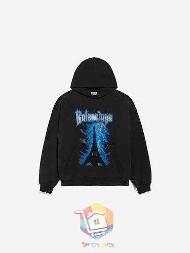 קפוצ'ון Balenciaga עם הדפס ברק, שחור 17