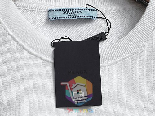 סווטשירט Prada עם לוגו מובלט, שחור, לבן 16