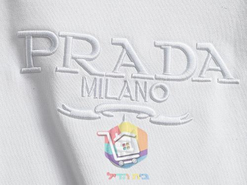סווטשירט Prada עם לוגו מובלט, שחור, לבן 17