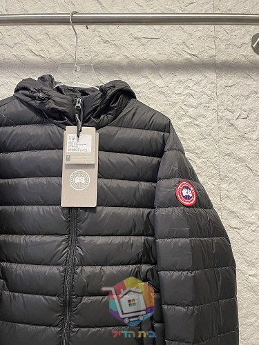 מעיל פוך קל Canada Goose עם ברדס, שמנת, שחור 1