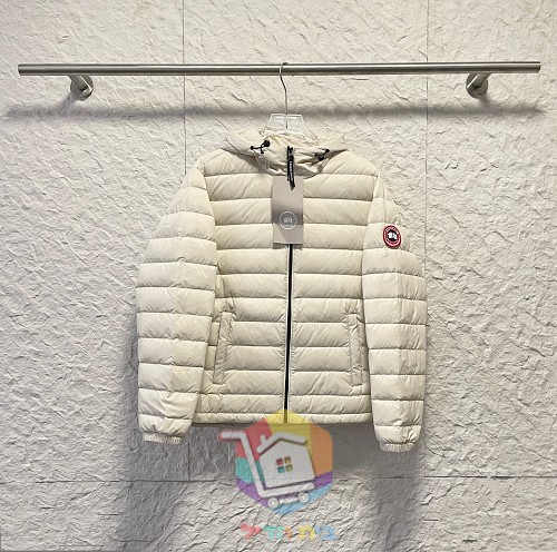 מעיל פוך קל Canada Goose עם ברדס, שמנת, שחור 4
