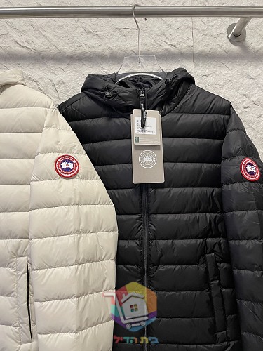מעיל פוך קל Canada Goose עם ברדס, שמנת, שחור 10