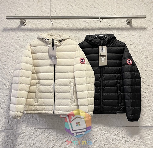 מעיל פוך קל Canada Goose עם ברדס, שמנת, שחור 13